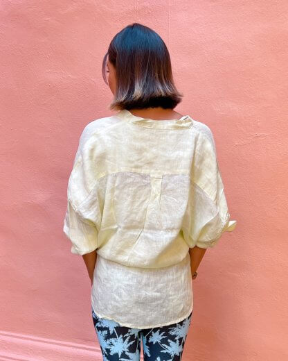 linen over size shirts yellow