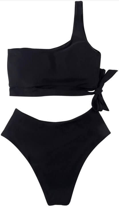 New One Shoulder Bikini - Black